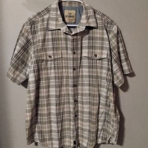 Men's L Green Plaid Button-Down Short-Sleeve Shirt